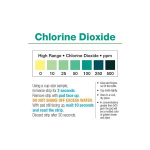 Tiras reactivas cloro dióxido 0-10-25-50-100- 250-500 ppm CHL-D500. Tubo 50 unidades